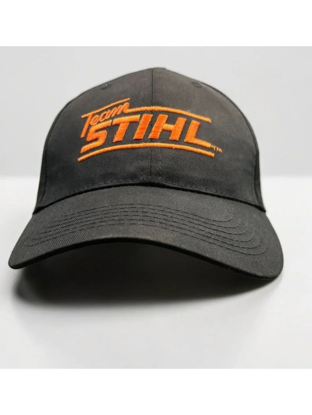 Team Stihl Black Snapback Hat Orange Logo Baseball Cap Construction Tools